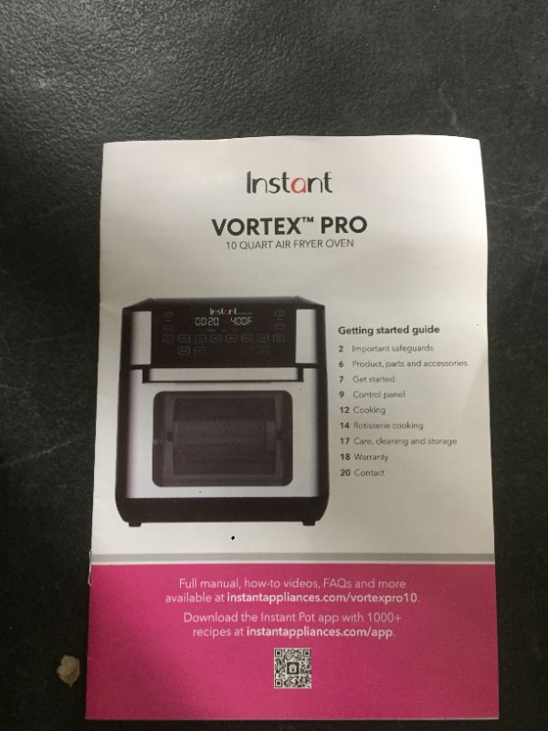 Photo 3 of Instant Vortex Pro 10 qt 9-in-1 Air Fryer Toaster Ove
CRACKED AND DENTED