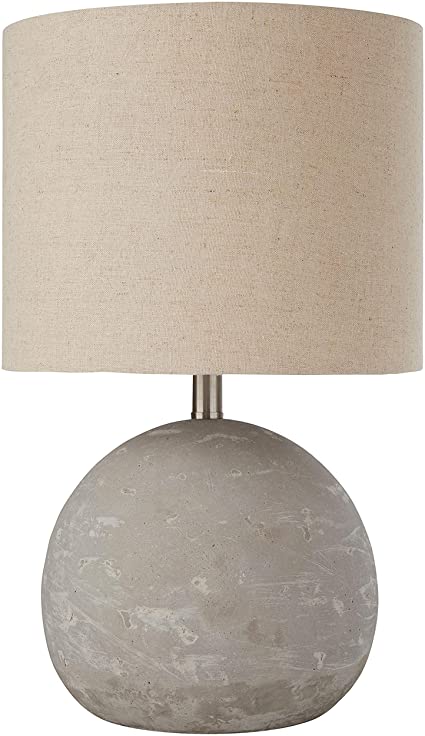 Photo 1 of Amazon Brand – Stone & Beam Industrial Round Concrete Table Desk Lamp with Light Bulb and Beige Shade, 16"H
