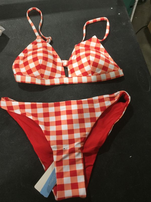 Photo 2 of Mariam Gingham Triangle Reversible Low Waisted Bikini
SIZE XS