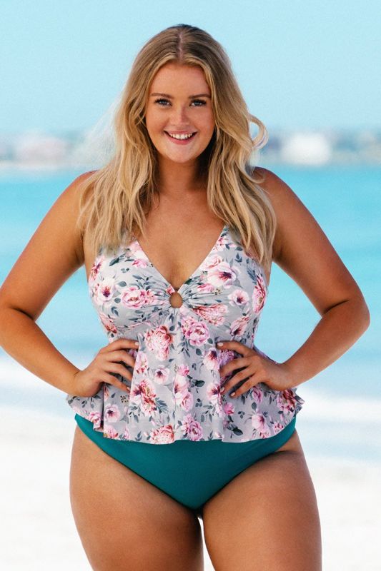 Photo 1 of Floral Plus Size Ruffle Tankini Top only