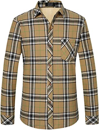 Photo 1 of SSLR Mens Fleece Shirt Long Sleeve Casual Button Down Plaid Flannel Jackets for Men (S)
