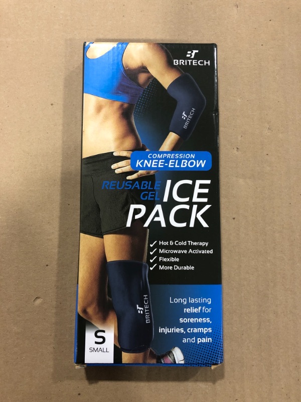 Photo 2 of Britech Elbow & Knee Ice Pack for Injuries Reusable Compression Sleeve – Knee Brace for Knee Pain, Elbow Pain, Ankle & Calf – Flexible Gel Cold Wrap for Recovery for Meniscus, ACL, MCL, Bursitis Pain Relief (Small)
