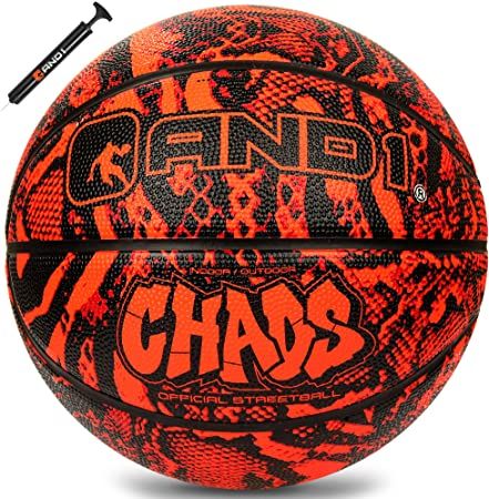 Photo 1 of AND1 Chaos Rubber Basketball & Pump: Game Ready, Official Regulation Size, Made for Indoor and Outdoor Basketball Games
