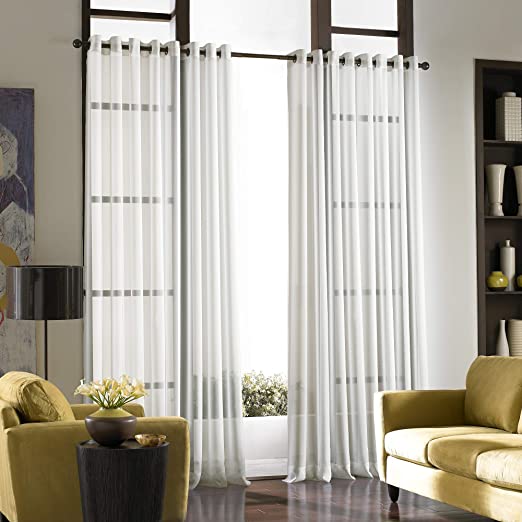 Photo 1 of Curtainworks 1Q804304WI Soho Voile Sheer Grommet Panel, 59 by 144", Winter White
