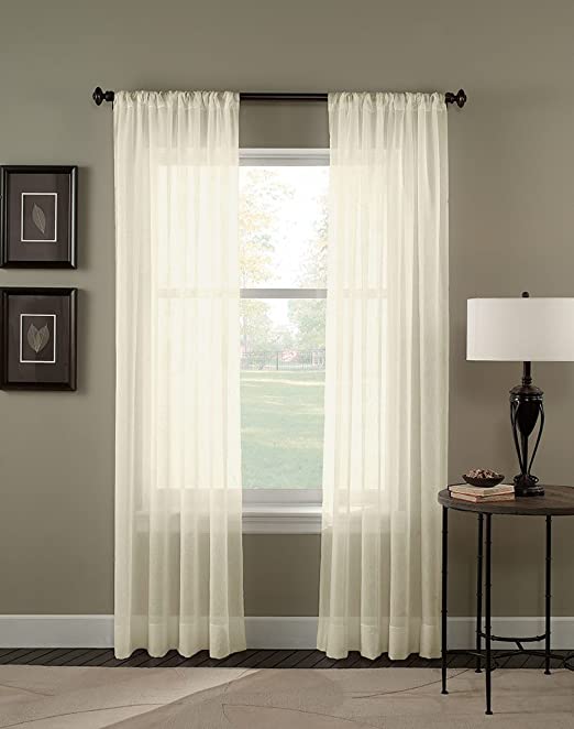 Photo 1 of Curtainworks Trinity Crinkle Voile Sheer Curtain Panel, 51 by 144", Oyster,