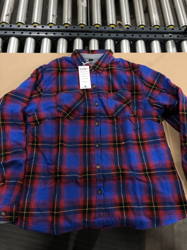 Photo 2 of NEW Zenthace Heavy Fleece Lined Flannel Shirt Men's Large Blue Red Yellow Plaid (L)
 