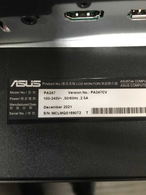 Photo 3 of ASUS ProArt Display PA247CV 23.8” Monitor, 1080P Full HD, 100% sRGB/Rec. 709, IPS, ?E < 2, USB hub USB-C HDMI DisplayPort with Daisy-Chaining, Calman Verified, Eye Care, Anti-Glare, Ergonomic Stand
