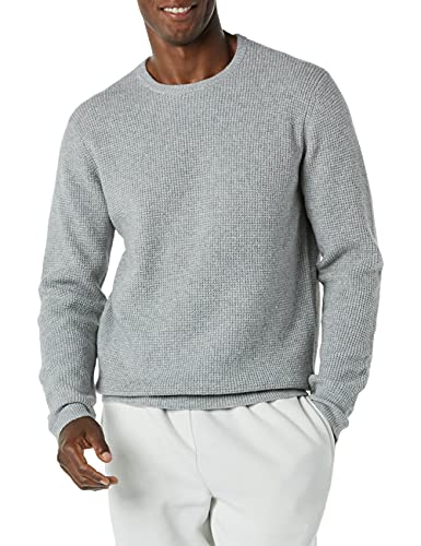 Photo 1 of Amazon Essentials Men's Long-Sleeve Soft Touch Waffle Stitch Crewneck Sweater, Light Grey Heather, Medium
