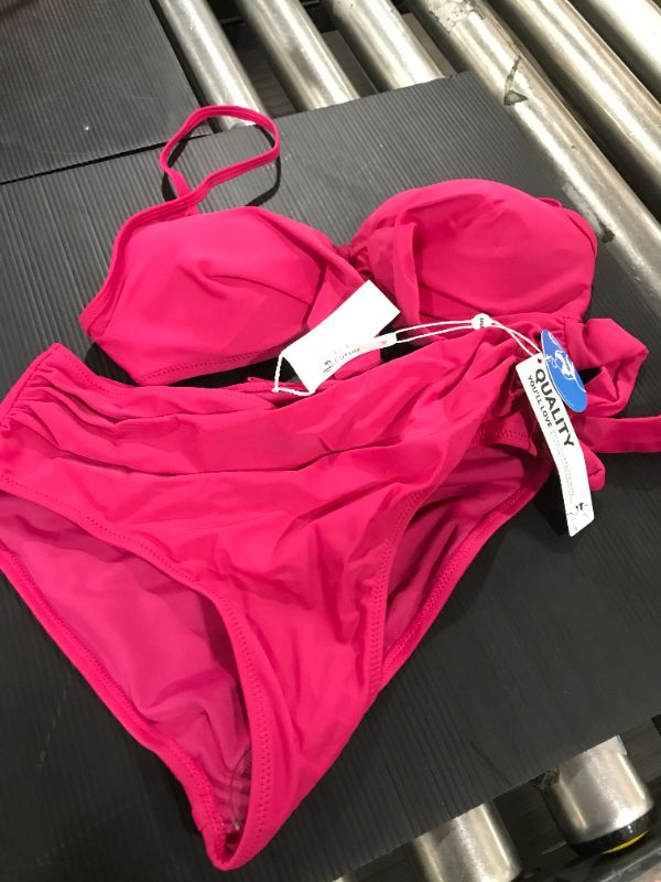 Photo 2 of Annie Fuchsia Wrap Ruched Back Hook Bikini
SIZE XS