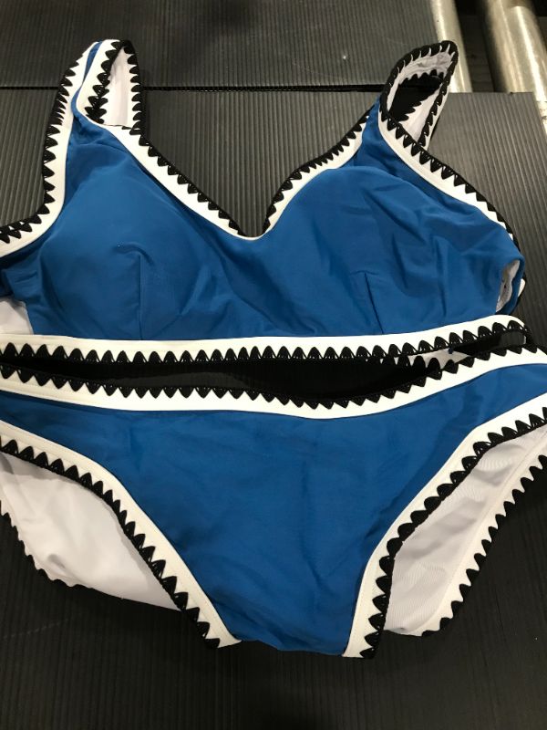 Photo 2 of Sporty Blue And Black Crochet Bikini
