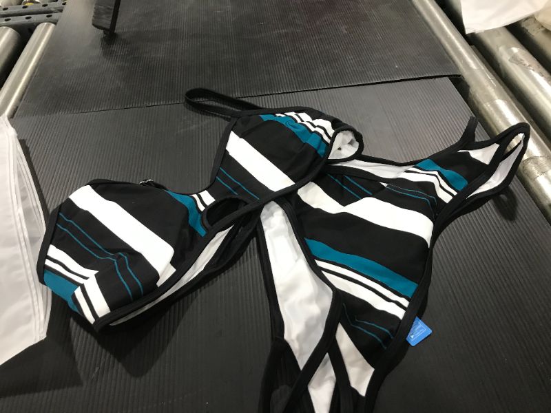 Photo 2 of Blue White And Black Striped Bikini
SIZE LARGE