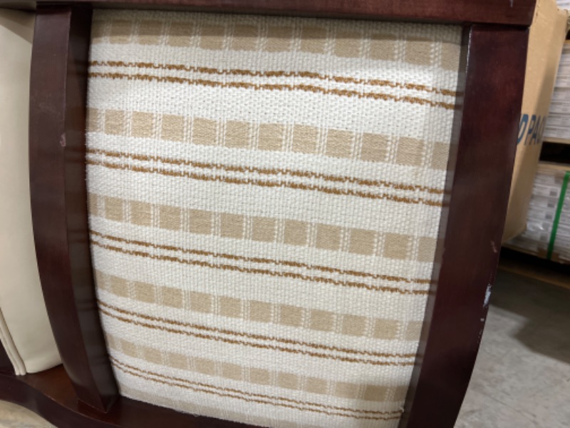 Photo 4 of Brown Dining Room Chair with Creme Cushions 38H x 24W x 21L Inches