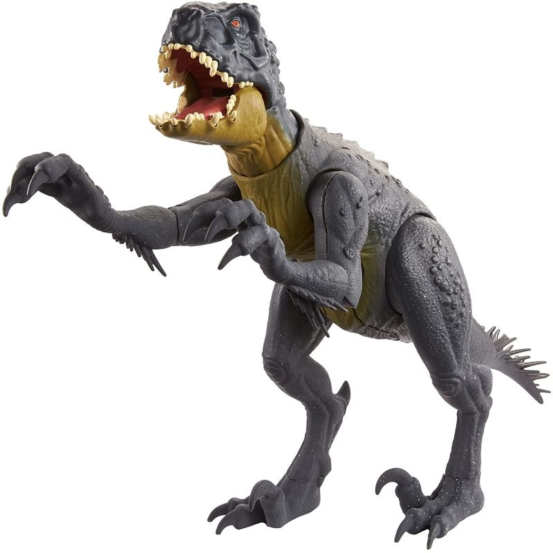 Photo 1 of Jurassic World Slash ‘N Battle Scorpios Rex Action & Sound Dinosaur Figure Camp Cretaceous with Movable Joints, Slashing & Tail Whip Motions & Roar Sound, Kids Gift Ages 4 Years & Up
