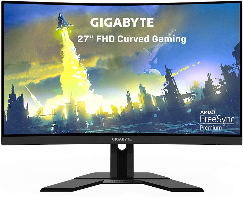 Photo 1 of GIGABYTE G27FC 27" 165Hz 1080P Curved Gaming Monitor, 1920 x 1080 VA 1500R Display, 1ms (MPRT) Response Time, 90% DCI-P3, FreeSync Premium, 1x Display Port 1.2, 2x HDMI 1.4
