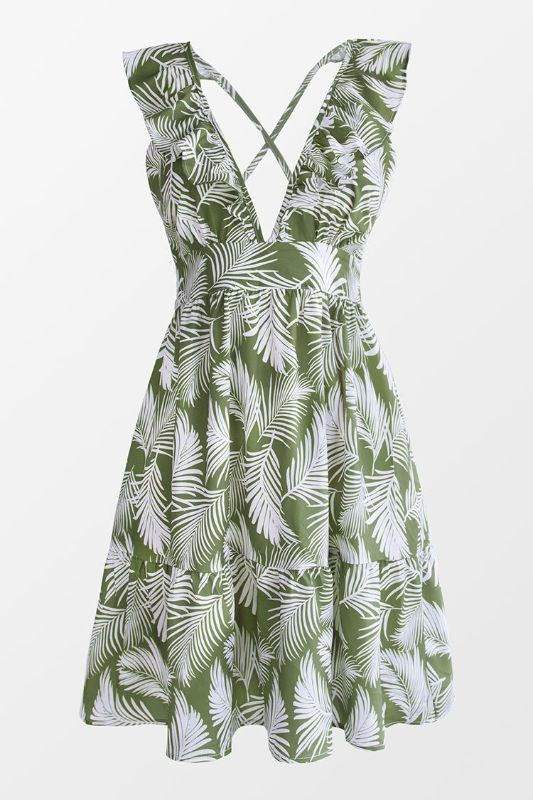 Photo 1 of (M) Meghan Leafy Ruffle Trim Dress
