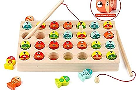 Photo 1 of Garlictoys Wooden Magnetic Fishing Game Fine Motor Skill Toy ABC Alphabet Color Sorting Puzzle ,Montessori Letters Cognition Preschool Education Gift for 3+Years Old Toddler Kid.