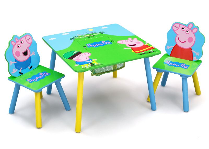 Photo 1 of Peppa Pig Wood Kids Storage Table and Chairs Set by Delta Children