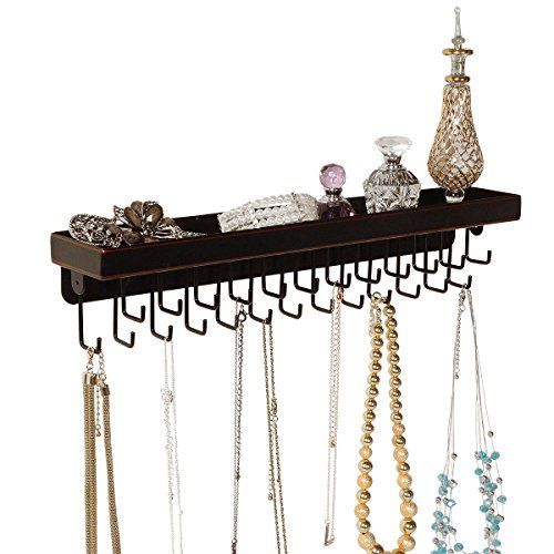 Photo 2 of Designers Impressions JR22-ORB Oil Rubbed Bronze Wall Mounted Organizer Necklace Holder & Jewelry Display Rack with Tray
