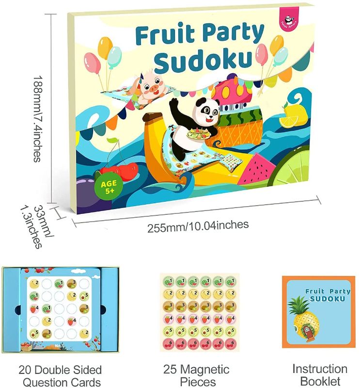 Photo 1 of Panda Juniors Magnetic Fruit Party Sudoku, Puzzle Board Brain Games, 30 Pieces, 5X5,6X6, Ages 5+