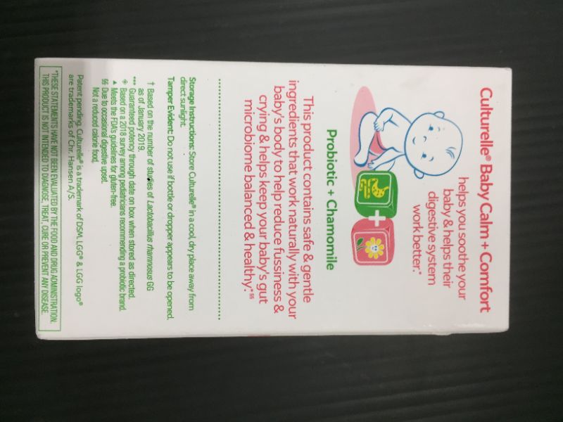 Photo 3 of Culturelle Baby Calm and Comfort Probiotics + Chamomile Drops, Helps Reduce Occasional Infant Digestive Upset and Supports Digestive Health*, Gluten Free and Non-GMO, 8.5 ml   [EXP 6-2022]
