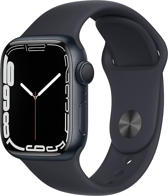 Photo 1 of Apple Watch Series 7 [GPS 41mm] Smart Watch w/ Midnight Aluminum Case with Midnight Sport Band. Fitness Tracker, Blood Oxygen & ECG Apps, Always-On Retina Display, Water Resistant
