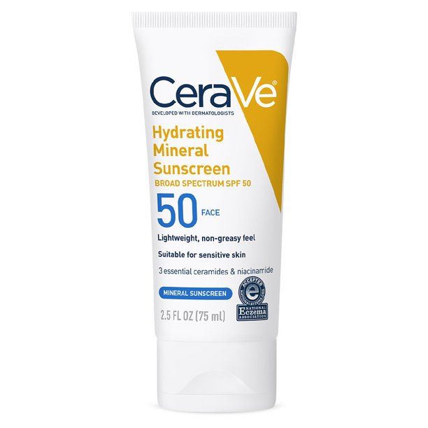 Photo 1 of CeraVe Hydrating Mineral Face Sunscreen Lotion with Zinc Oxide – SPF 50 – 2.5oz [EXP 12-2022]
