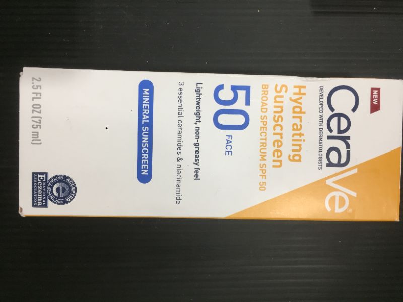 Photo 2 of CeraVe Hydrating Mineral Face Sunscreen Lotion with Zinc Oxide – SPF 50 – 2.5oz [EXP 12-2022]
