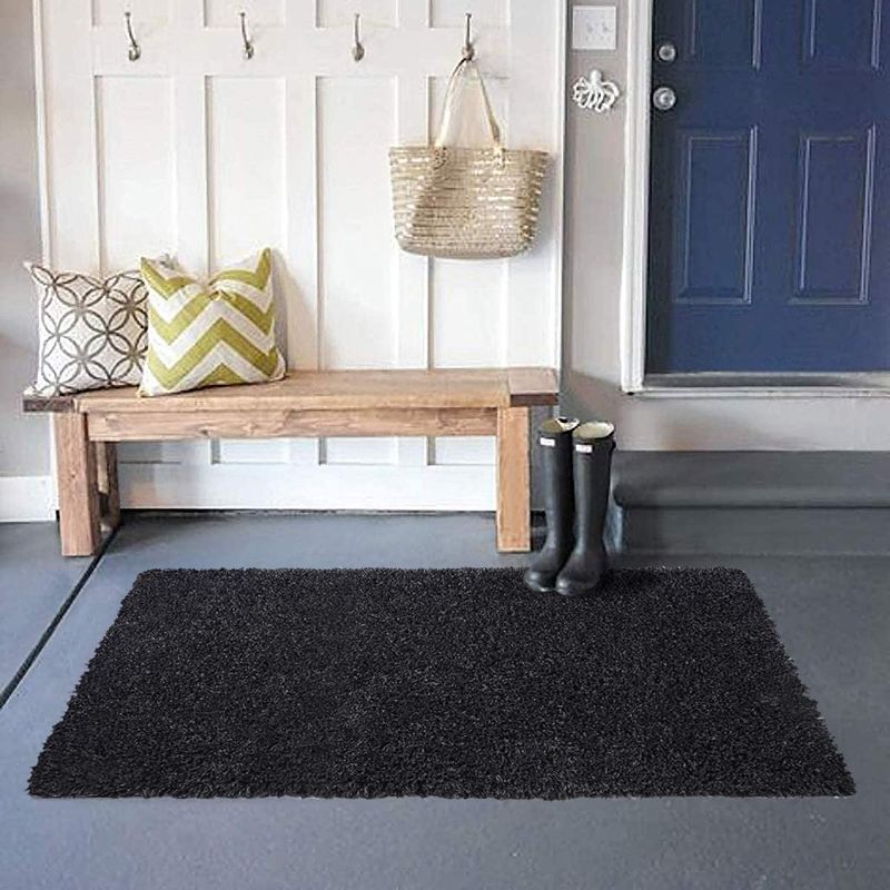 Photo 1 of Area Rug|COSY HOMEER Super Soft Indoor Bathroom Runner Bath Mat Non Slip,Machine Washable Accent Fur Rugs for Living Room Decor Dining Floor 27x45 Inch(Black)
