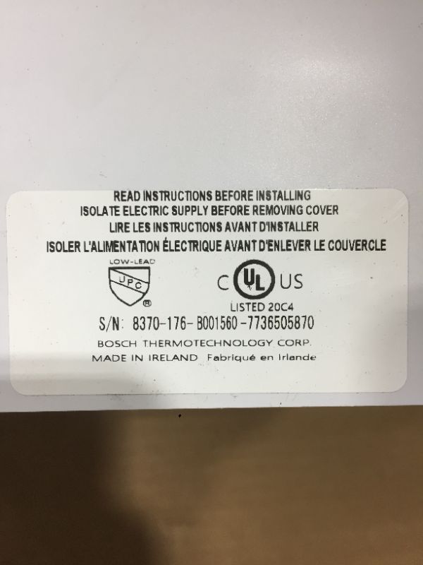 Photo 4 of Bosch Thermotechnology 7736505870, 7.2kW, Bosch US7-2R Tronic 3000 Electric Tankless Water Heater, 7.2 kW, 6.6" x 12.8" x 2.9", White