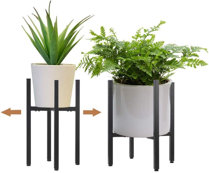 Photo 1 of 2 Pack Metal Plant Stand Indoor with Adjustable Width Fits 8 to 12 Inch Pots,Mid-Century Flower Holder for Corner Display-Black(Planter and Pot Not Included)
