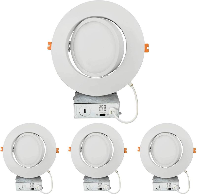 Photo 2 of (4 Pack)6 inch led Gimbal Eyeball Downlight-Directional Adjustable, 12W=(100W) Dimmable LED Retrofit Recessed Lighting Fixture with Junction Box,1000lm,3000K,4000K,5000K Color Selectable,120V, ETL ES
