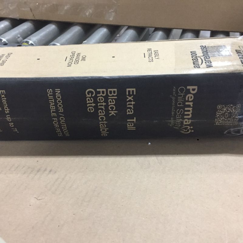 Photo 3 of Perma Child Safety Indoor/Outdoor Ultimate Retractable Baby Gate 39" Tall Extends to 71" Wide, Black w/Aluminum Casing

