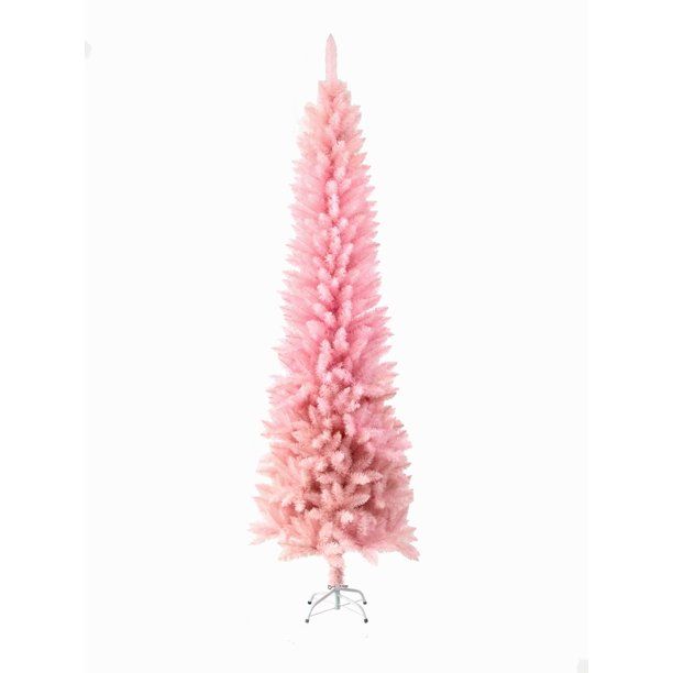 Photo 1 of 6ft Pink Pencil Artificial Christmas Tree  - Full Fashion Pink Artificial Pencil Christmas Tree
