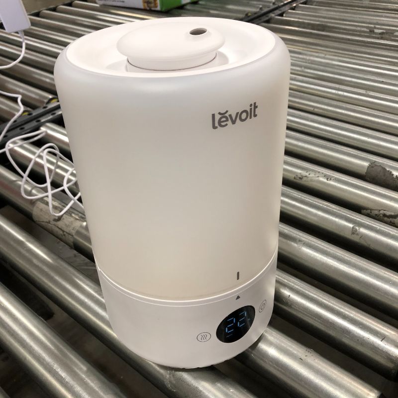 Photo 2 of LEVOIT Ultrasonic Cool Mist Humidifiers, Adjustable 360° Rotation Nozzle, Auto Safety Shut Off, Lasts Up to 25 Hours, Filter Free, Optional LED Display Light, Ideal for Bedroom, 3L, White