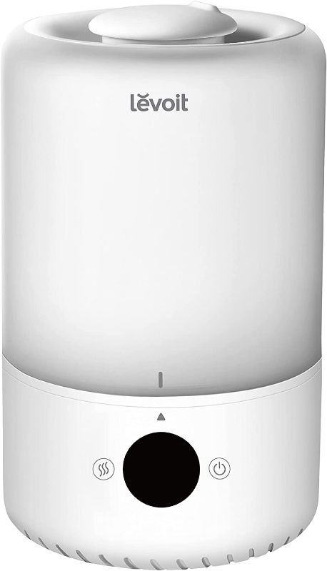 Photo 1 of LEVOIT Ultrasonic Cool Mist Humidifiers, Adjustable 360° Rotation Nozzle, Auto Safety Shut Off, Lasts Up to 25 Hours, Filter Free, Optional LED Display Light, Ideal for Bedroom, 3L, White