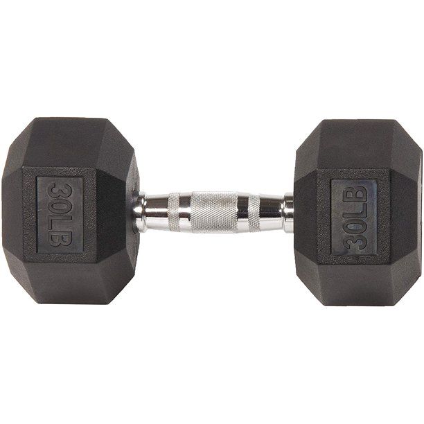 Photo 1 of BalanceFrom Rubber Encased Hex Dumbbells, 30 lbs, Black