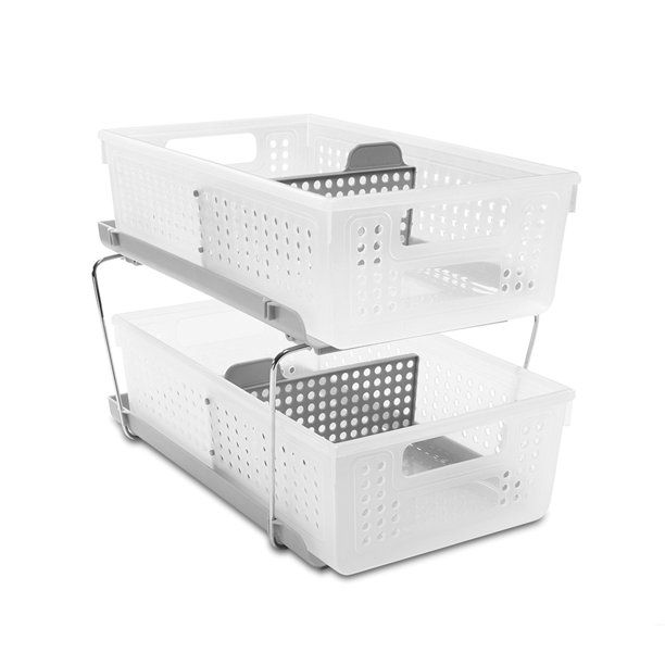 Photo 1 of madesmart Two-Tier Organizer with Dividers, Frost, Grey