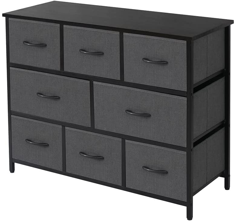 Photo 1 of AZL1 Life Concept Extra Wide Dresser Storage Tower with Sturdy Steel Frame, 8 Drawers of Easy-Pull Fabric Bins, Organizer Unit for Bedroom, Hallway, Entryway, Dark Grey