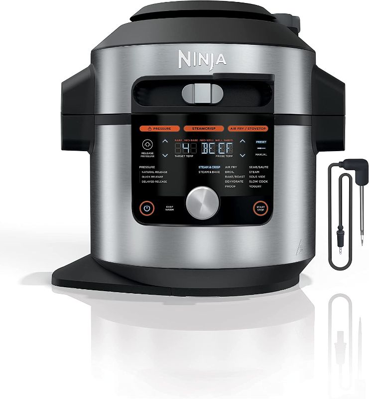 Photo 1 of Ninja OL701 Foodi 14-in-1 SMART XL 8 Qt. Pressure Cooker Steam Fryer with SmartLid & Thermometer + Auto-Steam Release, that Air Fries, Proofs & More, 3-Layer Capacity, 5 Qt. Crisp Basket, Silver/Black PARTS ONLY