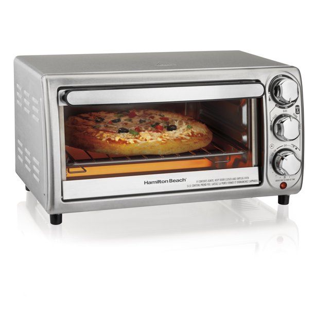 Photo 1 of Hamilton Beach 4 Slice Non Slip Kitchen Countertop Toaster Oven, Stainless Steel