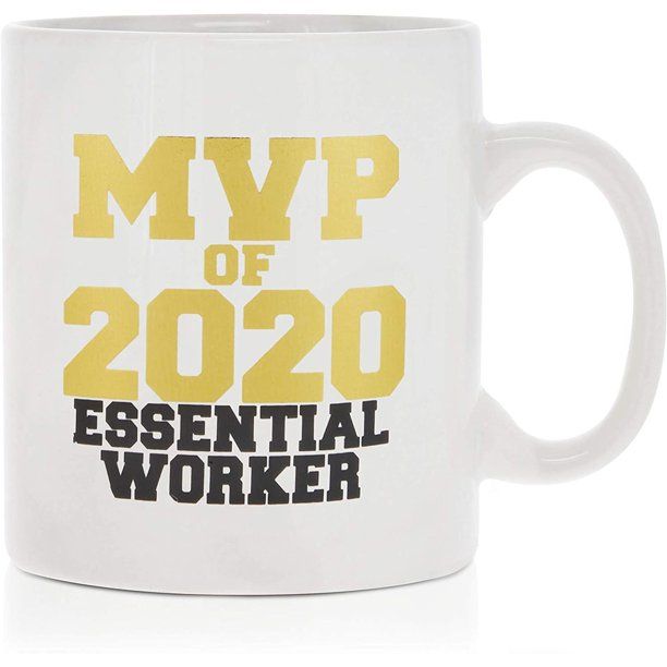 Photo 1 of 15 oz White Ceramic Coffee Mug Cup for Home Kitchen, MVP of 2020 Essential Worker