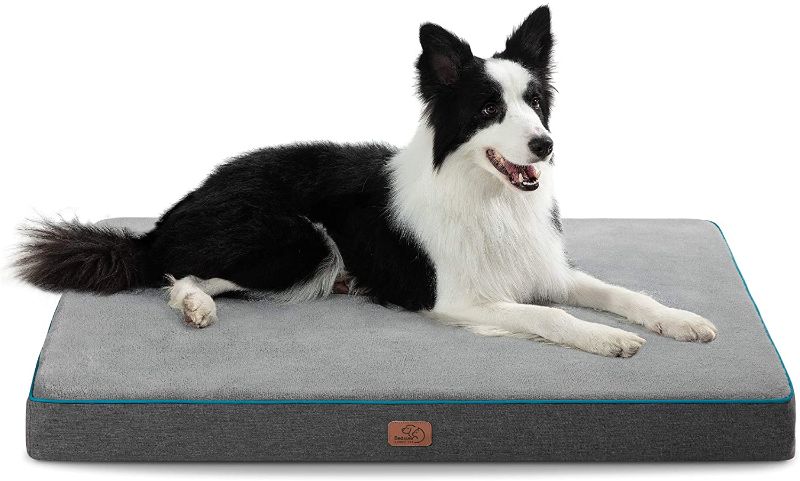 Photo 1 of Bedsure Large Memory Foam Orthopedic Dog Bed - Washable Dog Bed for Crate with Waterproof Liner and Removable Cover - Plush Flannel Fleece Top Pet Bed with Nonskid Bottom for Medium, Large and Extra Large Dogs, 29 X 41 INCHES
