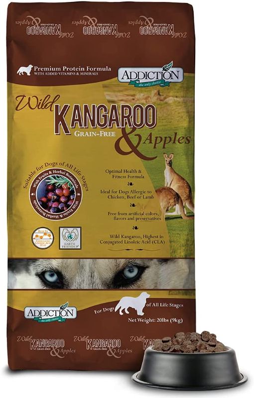 Photo 1 of Addiction Wild Kangaroo & Apples - Dry Dog Food - Limited Ingredient Premium Protein - Muscle and Weight Management - Grain-Free - Made in New Zealand - Ideal for Sensitive Dogs, BEST BY 31 MAY 2022
