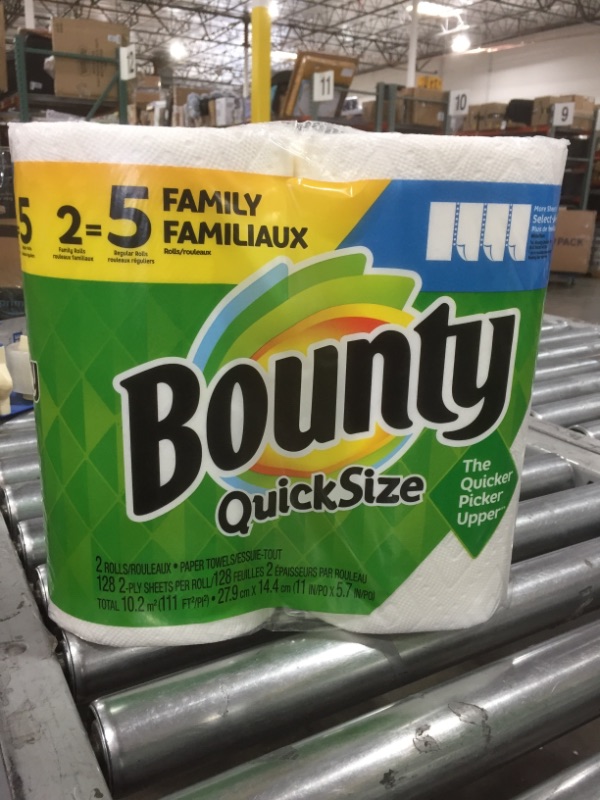 Photo 2 of 2 PACK- Bounty Quick-Size Paper Towels, 2 Family Rolls, White, Prime Pantry

