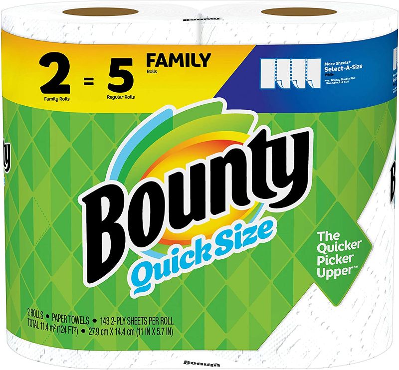 Photo 1 of 2 PACK- Bounty Quick-Size Paper Towels, 2 Family Rolls, White, Prime Pantry
