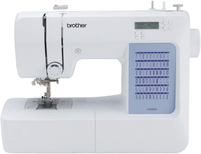 Photo 1 of Brother CS5055 Computerized Sewing Machine, 60 Built-in Stitches, LCD Display, 7 Included Feet, White
