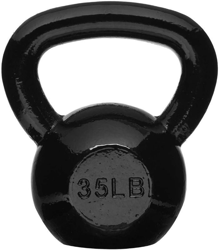 Photo 1 of Amazon Basics Enamel Cast Iron Kettlebell - 35 Pounds, Black
