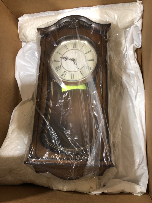 Photo 2 of Bulova 19 in. H x 9 in. W Pendulum Chime Wall Clock