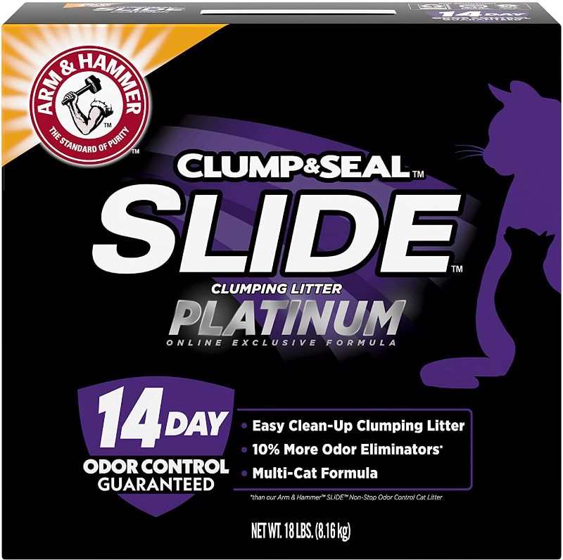 Photo 1 of Arm & Hammer Platinum Slide Easy Clean-Up Clumping Cat Litter, Multi-Cat, 18 lbs