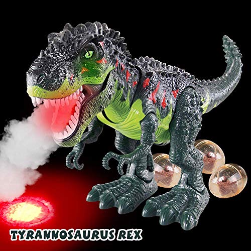 Photo 1 of  Electronic Walking Dinosaur T-Rex with Simulated Flame Spray Fire Breathing, Water Mist Spray, Laying Eggs, Light Up Eyes, Roaring Sound, Realistic Tyrannosaurus, Toy for Boys Kids Girls Ages 3+